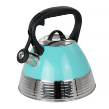 Mr. Coffee 2.5 Quart Stainless Steel Whistling Tea Kettle in Turquoise - £40.63 GBP