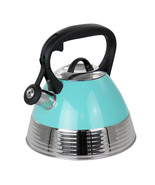 Mr. Coffee 2.5 Quart Stainless Steel Whistling Tea Kettle in Turquoise - £40.07 GBP