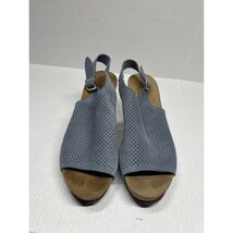 Marina Luna Women Shoes Sandals Blue Gray Leather Wedge Made in Italy Si... - $32.95