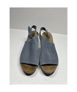 Marina Luna Women Shoes Sandals Blue Gray Leather Wedge Made in Italy Si... - $46.41 CAD