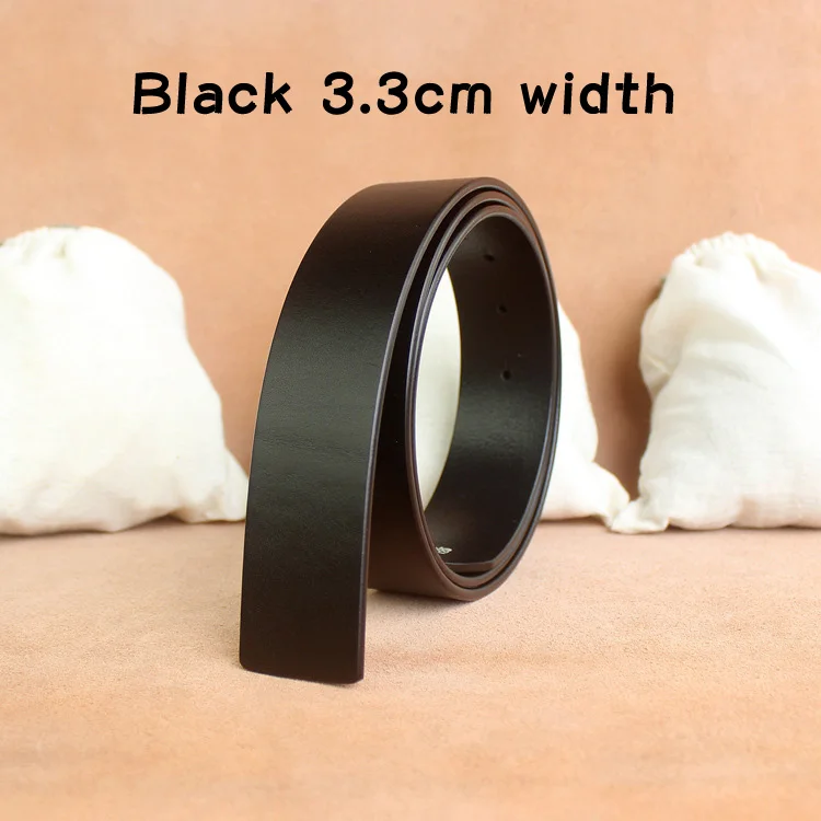 No Buckle 3.3 cm and 3. 8cm Belts for Mens  Pin Buckle Male Strap Genuin-110CM - £25.03 GBP
