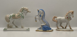 Lot of three Franklin Mint Unicorns all with chipped horns see photos read  - $11.29