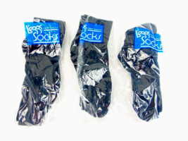 Vintage Leggs Black Socks Womens L Lot Of 3 - £27.25 GBP