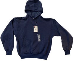 Men&#39;s Hoodie Sweatshirt 2XL - Loose Fit Navy Blue Ties Pullover - VTG  - £18.35 GBP