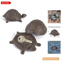Outdoor Cast Iron Animal Key Hider Garden Decor Brown Turtle - $23.71