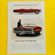 Vintage 1965 Pontiac Bonneville Red Convertible Automobile Print Ad - $9.85