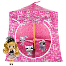 Pink Toy Play Pop Up Doll Tent, 2 Sleeping Bags, Tiny Flower Print Fabric - £19.61 GBP