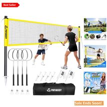 Outdoor Badminton Set with Professional Net Rackets Shuttlecocks for Law... - $121.72