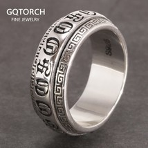 Real 925 Sterling Silver Rings Retro Rotatable Shifting Lucky Tibetan Six Words  - £46.08 GBP