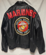 Tony Disraeli US Marine Corp   Black  Geniue Leather  Bomber  Jacket Siz... - $1,319.24 MXN