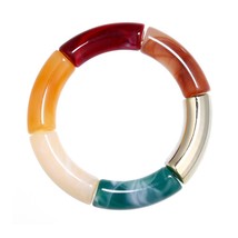 FishSheep New Gold Color Acrylic Bracelets &amp; Bangles For Women Resin Stretch Cur - £9.62 GBP