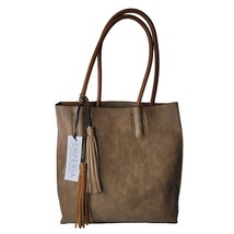 Emperia Tote Shoulder Bag Purse Brown Vegan Faux Leather Zipper with Tags - £35.63 GBP