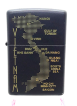 Vietnam DOT Map Authentic Zippo Lighter Black Matte Gold Printing - $28.99