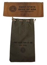 2 Vintage First State Bank of Ada Minnesota Bank Bags Drawstring &amp; Zippered - £31.07 GBP