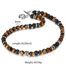 Fashion 2019 New Natural Tiger Eyes Map Stone Necklace For Men Women Sta... - £35.58 GBP