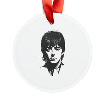 Personalized Acrylic Christmas Ornament | Glossy Black &amp; White Portrait of Paul  - £16.22 GBP
