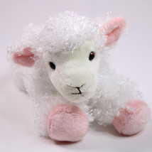 Aurora Plush Lamb Sheep White Curly Stuffed Animal Pink Feet Lovey Bean Bag 8”  - £7.22 GBP