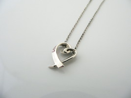 Tiffany &amp; Co Silver Picasso Red Enamel LOVE Loving Heart Necklace Pendant Chain - £213.45 GBP