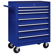 Workshop Tool Trolley with 7 Drawers Blue - $185.72