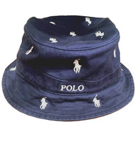 Polo Ralph Lauren Mens Navy Blue All-Over Polo Logo Bucket Hat , S / M 8... - £57.88 GBP