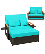 Outdoor Wicker Daybed with Folding Panels and Storage Ottoman-Green - Co... - $449.99