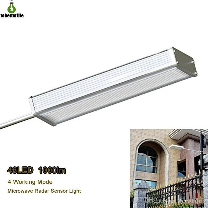 Solar Street Lamp 48led for Outdoor Garden Wall 1000 Lumens Aluminum Alloy Water - £87.74 GBP