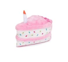 Dog Toy Tasty Slice of Delicious Puppy Approved Birthday Cream Cake Pink or Blue - £11.91 GBP+