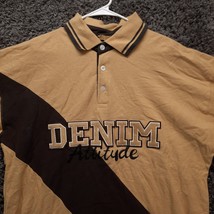 Denim Attitude Polo Shirt Men XL Brown Over Sized Hip Hop Urban Short Sl... - $16.67