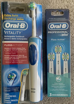 Oral-B Vitality Floss Action Rechargeable Toothbrush + 3 Floss Action BrushHeads - $56.09