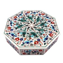 7&quot;x7&quot;x2&quot; Marble Jewelry Box for Women Parrot Bird Inlay Multi Design Gift M094 - £532.33 GBP