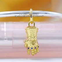Sterling Silver and 14K Gold Plated The Avengers  Infinity Gauntlet Dangle Charm - £12.70 GBP