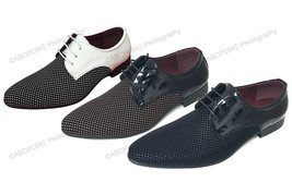 New Mens Dress Shoes Oxford Pointed Toe Lace-Up Tuxedo Fashion Wedding P... - €14,41 EUR