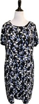 J Jill Wearever Collection Dress Size XL Black Pink Blue Floral Side Pockets - £35.61 GBP