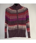Eddie Bauer Red and Purple Full Zip Cardigan Sweater - $293.55 MXN