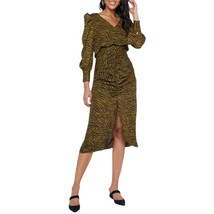 Moon River Anthropologie Tiger Animal Stripe Ruched Green Midi Size M Estimated - £20.70 GBP