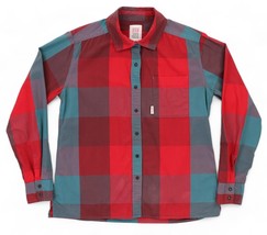 Topo Designs Park Shirt Long Sleeve Womens Medium Red Blue Plaid Snaps - £22.88 GBP