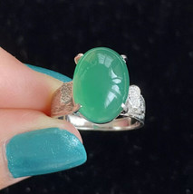 c1975 Vintage Simulated Jade Gemstone Silver Plated Ladies Ring Size 5.75 READ - £32.10 GBP