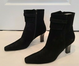 SALVATORE FERRAGAMO Molly Black Suede Calf Ankle Boots - Size 9B - £109.83 GBP
