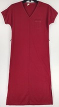 Womens Dress 8 Red Straight Double Stitch Pocket V Neck Cap Sleeve Midi ... - £35.40 GBP