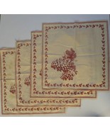 POUPEES YOLANDE Lot of 4 Napkins Yellow Red Grapevine 100% Cotton France... - $21.55