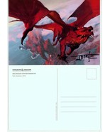 Tyler Jacobson SIGNED RPG TSR AD&amp;D D&amp;D Art Post Card Red Dragon Over Nev... - £15.68 GBP