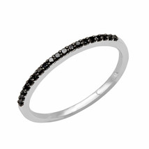 0.30Ct Rond Coupe Diamant Noir Empillable Anneau de Mariage 14K Plaqué or Blanc - £140.55 GBP