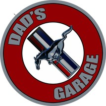 Dad&#39;s Mustang Garage 14&quot;  Round Metal Sign - £27.49 GBP