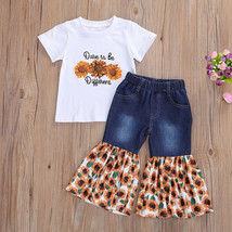 NWT Sunflower Girls &#39;Dare to be Different&#39; Denim Bell Bottom Pants Outfit Set - £6.38 GBP+
