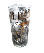 VINTAGE St. Louis Zoo drinking glass tumbler cup gold black MCM animals ... - $209.07 MXN