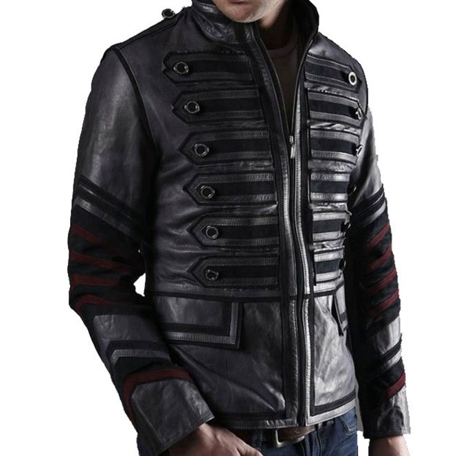 Handmade Men Black Jacket, Men Button Jacket, Men Military Biker Fashion Jacket