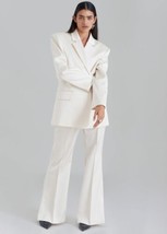 NWT Zara Women&#39;s Two Button Oversized Blazer Jacket Ivory Size XS - £88.94 GBP