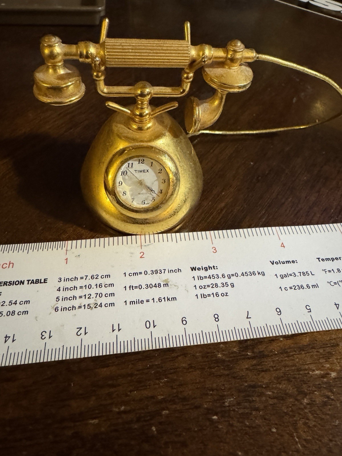 Vintage  Collectable Timex Clock Miniature Brass Telephone Japan Movemen... - $14.85