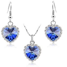 2 in set  Brand Austrian Crystal Heart Pendant Necklace Earrings Jewelry sets 84 - £10.41 GBP