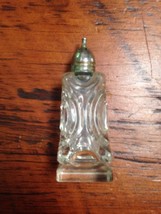 Vintage Art Deco USA Cut Clear Thick Glass Silver Top Salt Pepper Shaker 4&quot; - $19.99
